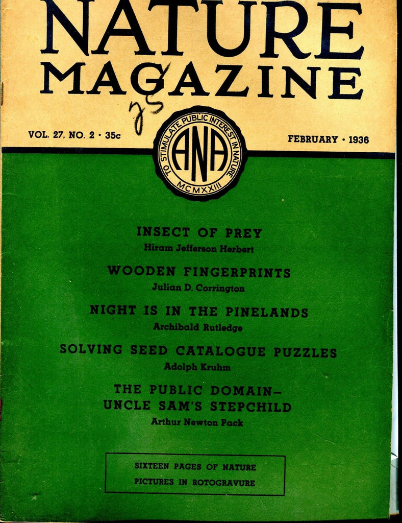 Nature Magazine February 1936 Insect Of Prey VG No ML 020917jhe