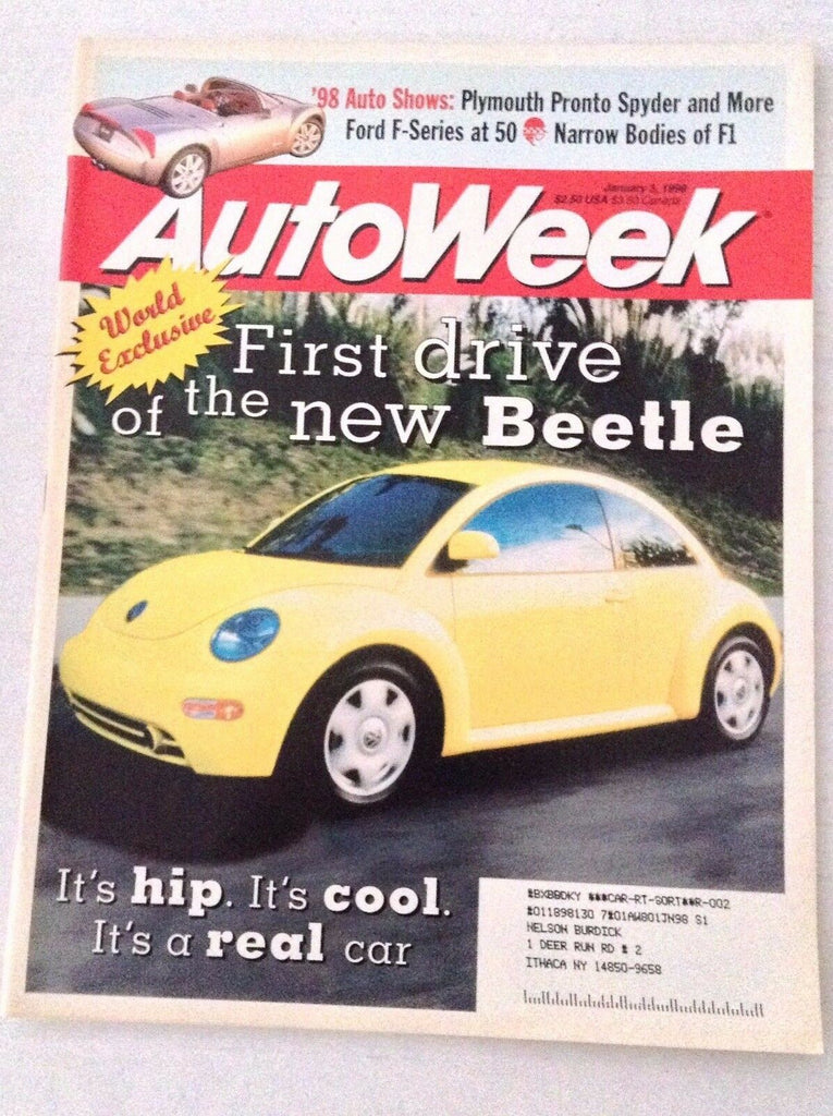 Autoweek Magazine The New Beetle January 5, 1998 020117RH