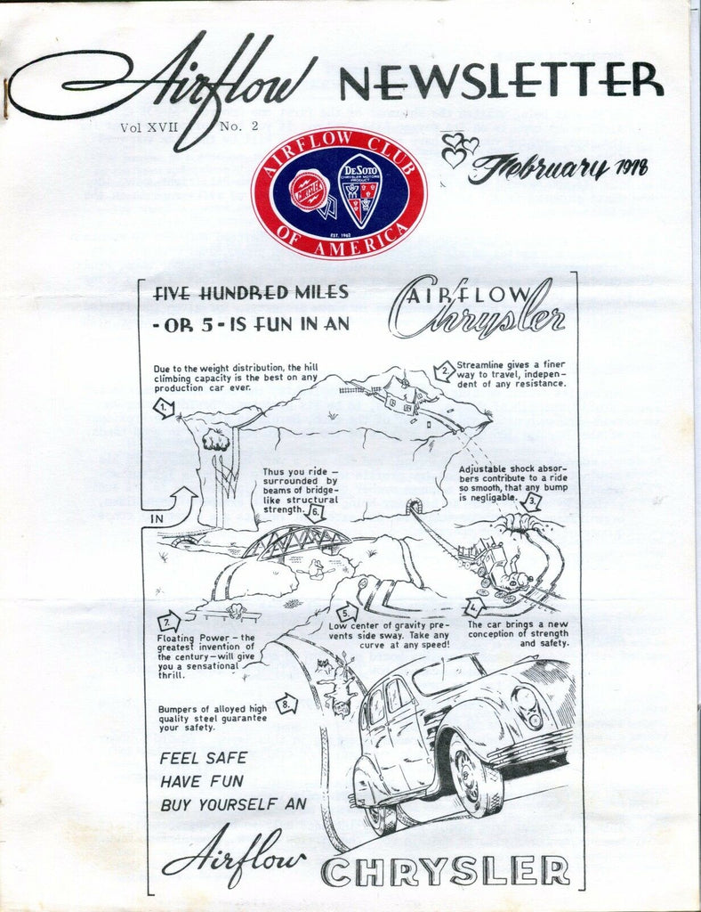Airflow Newsletter February 1978 Chrysler DeSoto EX No ML 031017nonjhe
