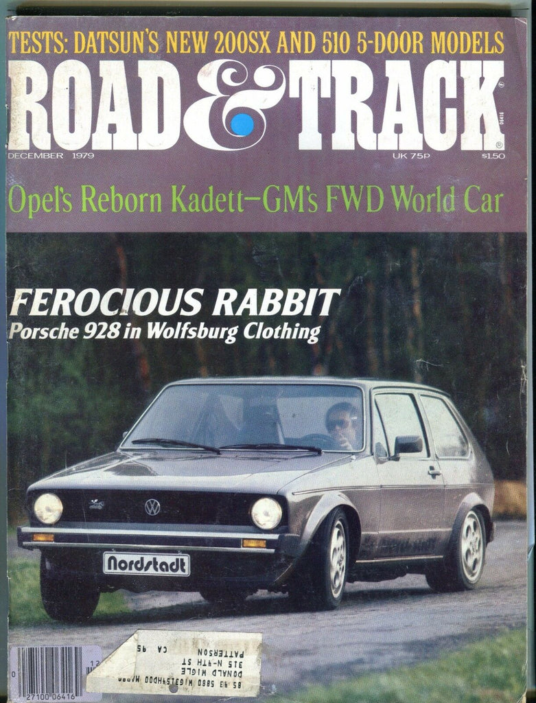 Road & Track Magazine December 1979 VW Rabbit VG w/ML 032017nonjhe