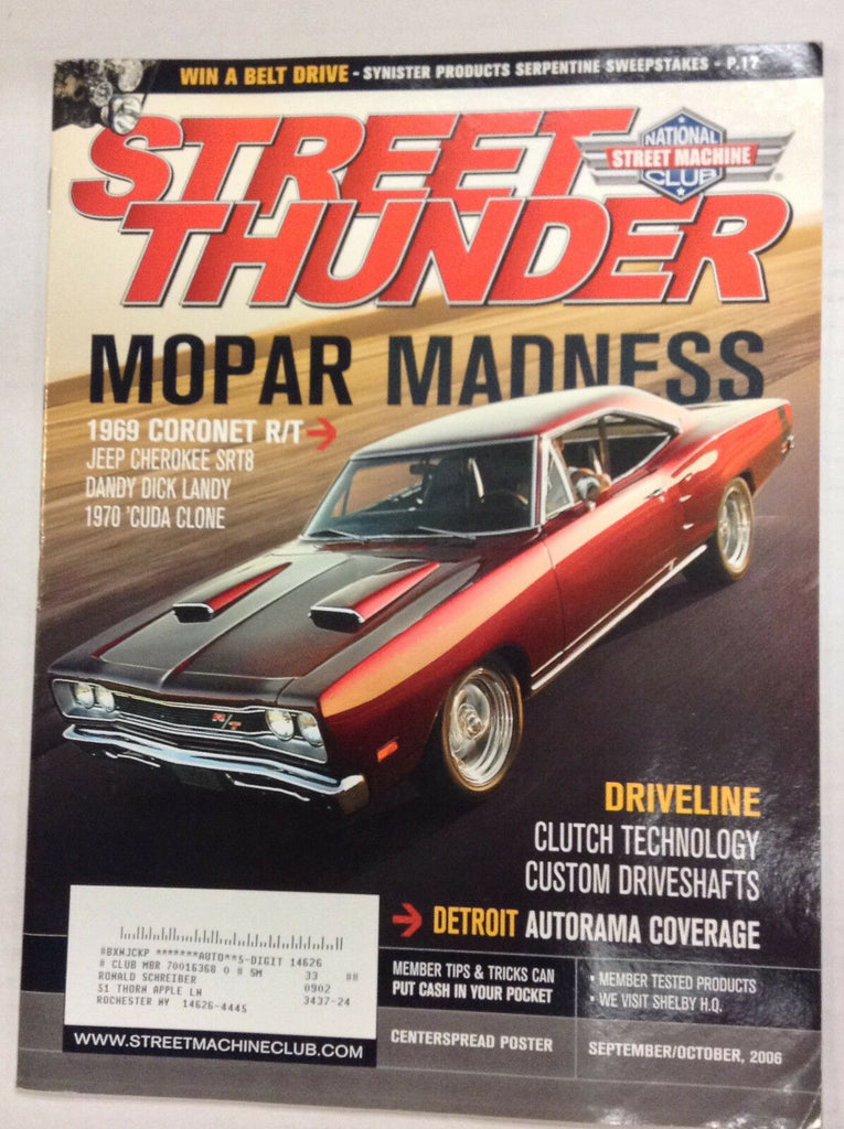 Street Thunder Magazine Mopar Madness 1969 Coronet RT October 2006 050317nonr