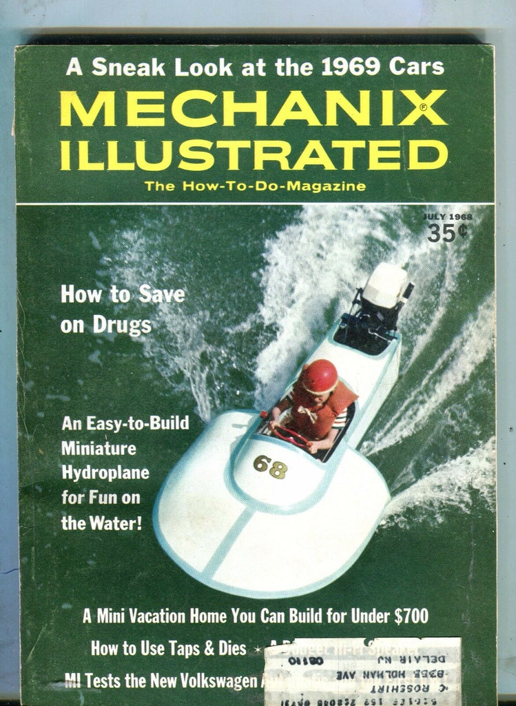 Mechanix Illustrated Magazine July 1968 Miniature Hydroplane 062017nonjhe
