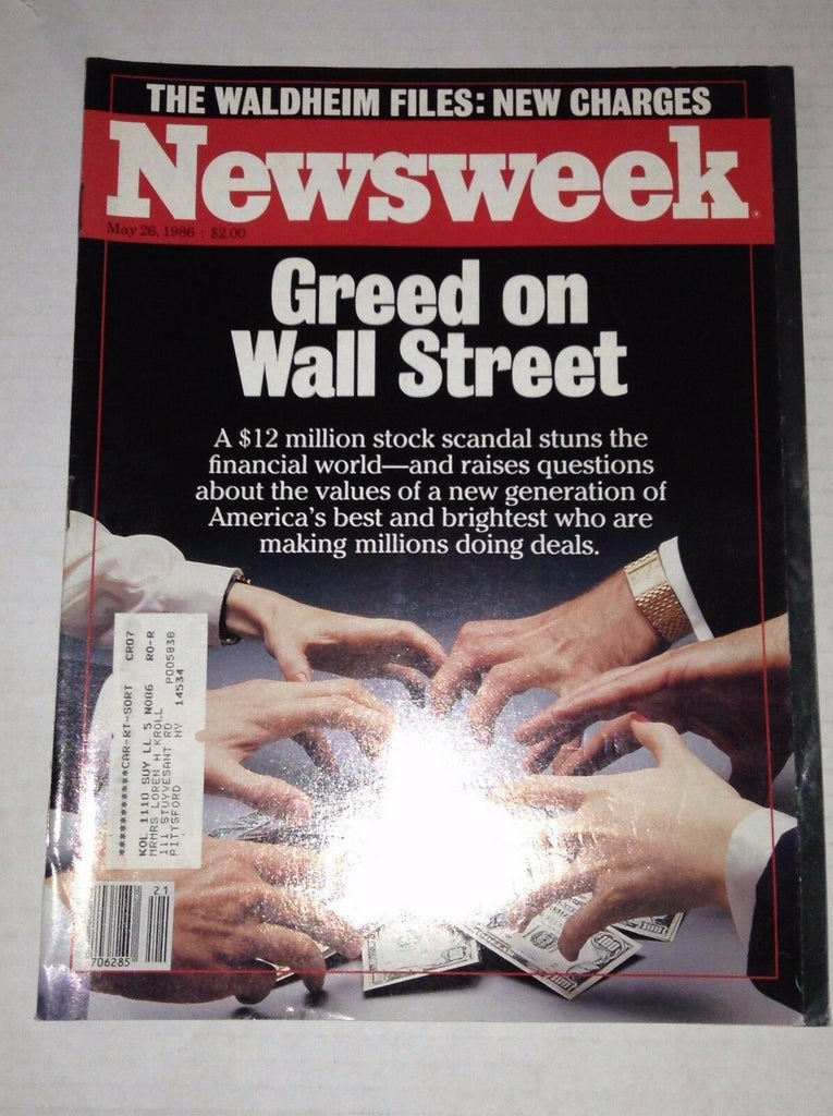 Newsweek Magazine Greed On Wall Street May 26, 1986 111716RH