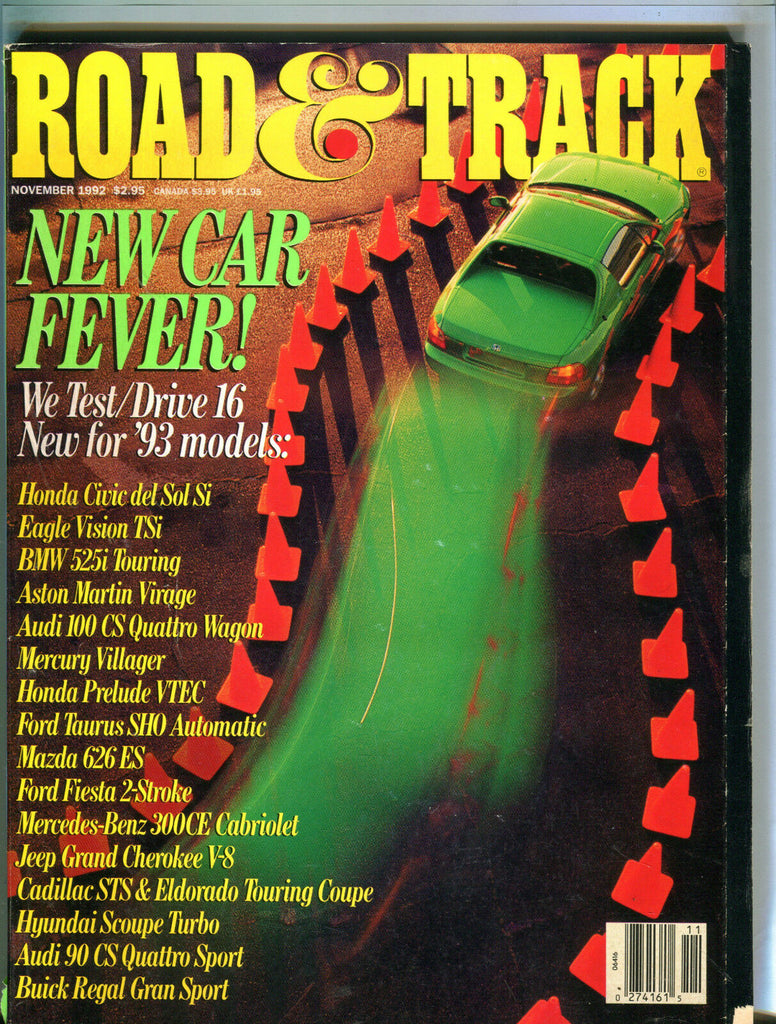Road & Track Magazine November 1992 New Car Fever! EX 081716jhe