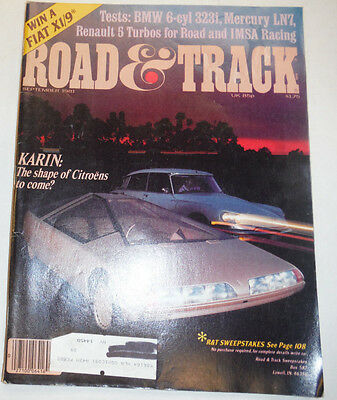 Road & Track Magazine Karin The Shape Of Citroens & BMW September 1981 032515R