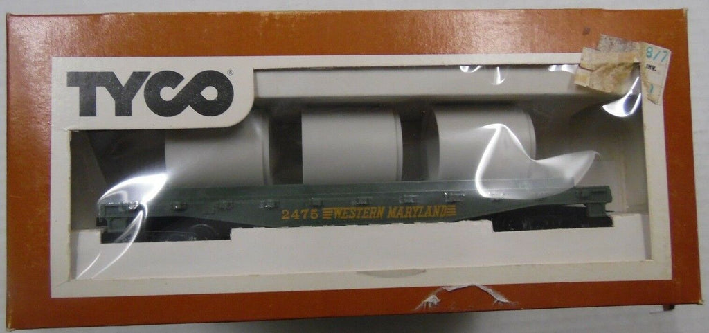 Skid Flat Car W/ Culvert Pipe Load 342B TYCO HO Scale Train 010118DBTr2
