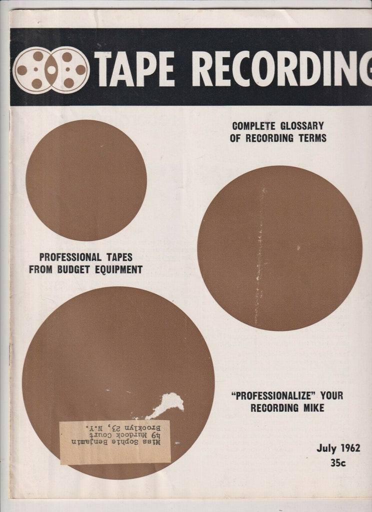 Tape Recording Mag Glossary Of Recording Terms July 1962 032920nonrh