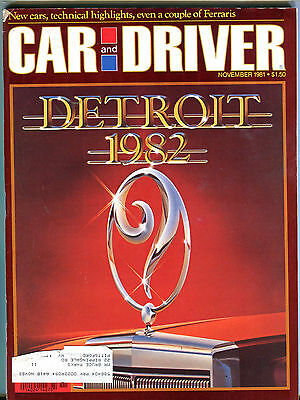 Car And Driver Magazine November 1981 Detroit 1982 EX 073016jhe