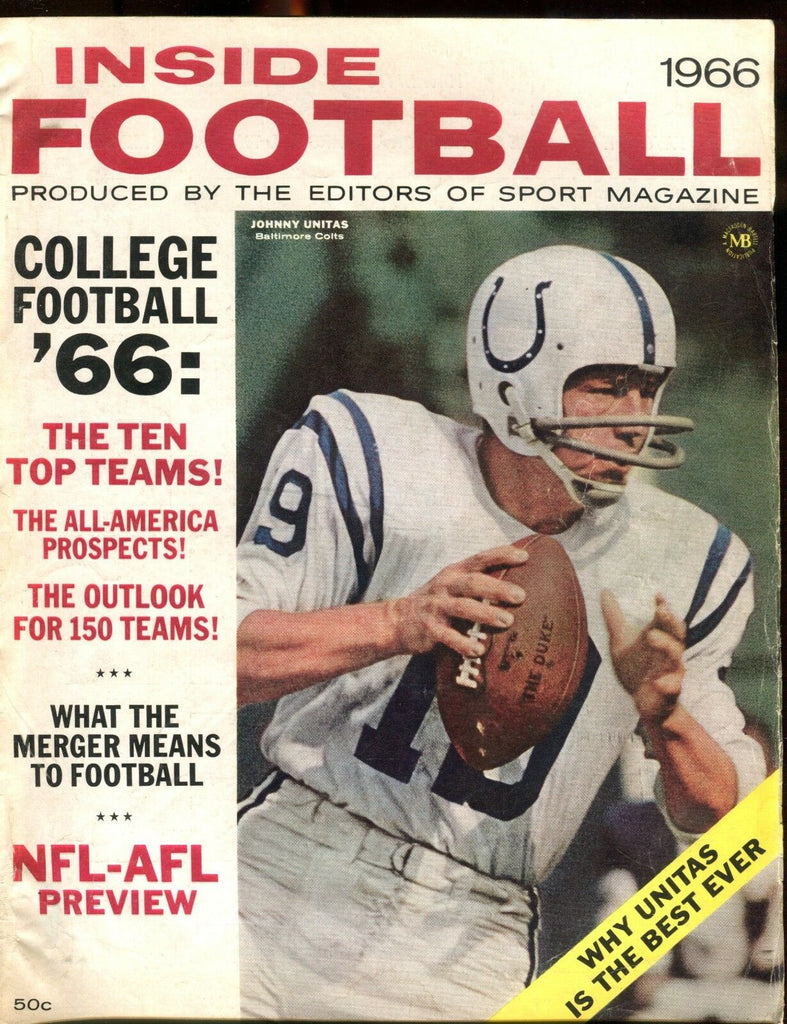 1966 Inside Football Magazine Johnny Unitas VG No ML 020817jhe