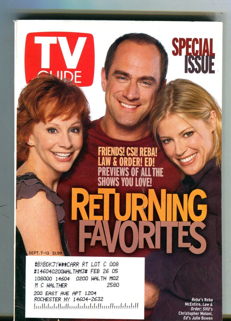 TV Guide Magazine September 7-13 2002 Reba McEntire EX w/ML 100616jhe