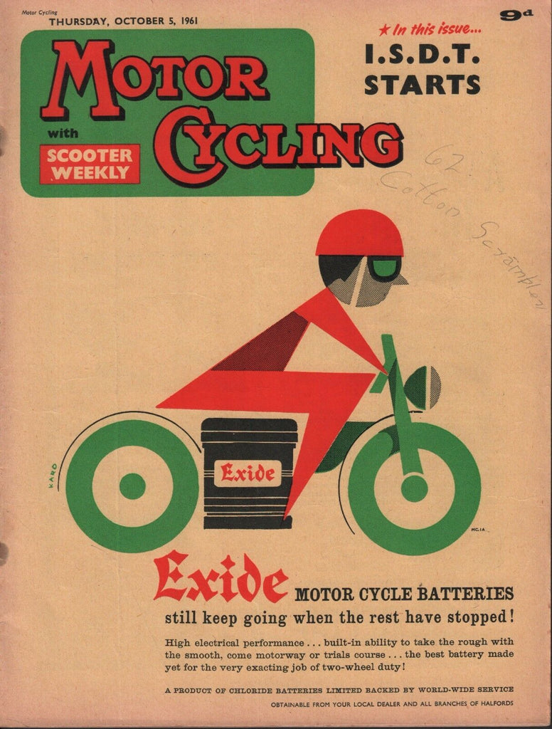 Motor Cycling October 5 1961 Exide Batteries , ISDT Starts 071717DBE