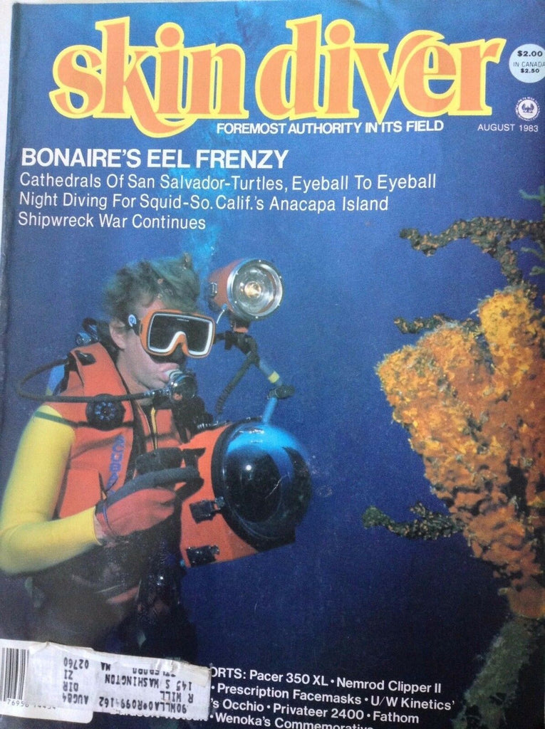 Skin Diver Magazine Bonaire's Eel Frenzy August 1983 090717nonrh