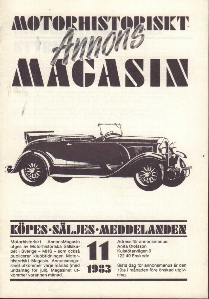 Motorhistoriskt Magasin Annons Swedish Car Magazine 11 1983 Dodge 032717nonDBE