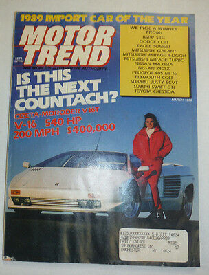 Motor Trend Magazine The Next Countach & BMW 535i March 1989 020615R