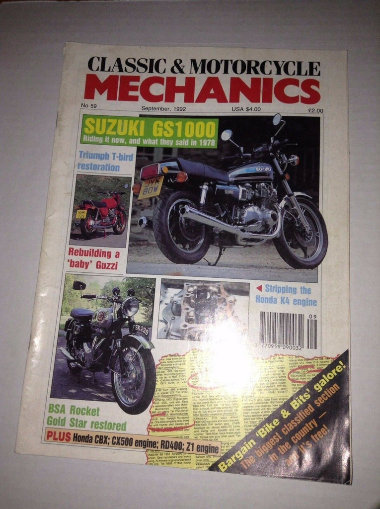 Classic & Motorcycle Mechanics Magazine Suzuki GS1000 September 1992 032517NONRH