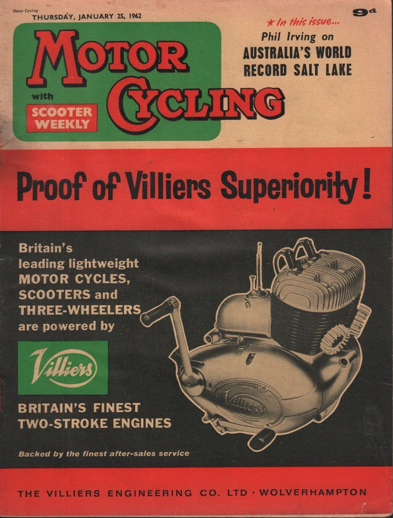 Motor Cycling January 25 1962 Villiers, Australia's Salt Lake 071717DBE