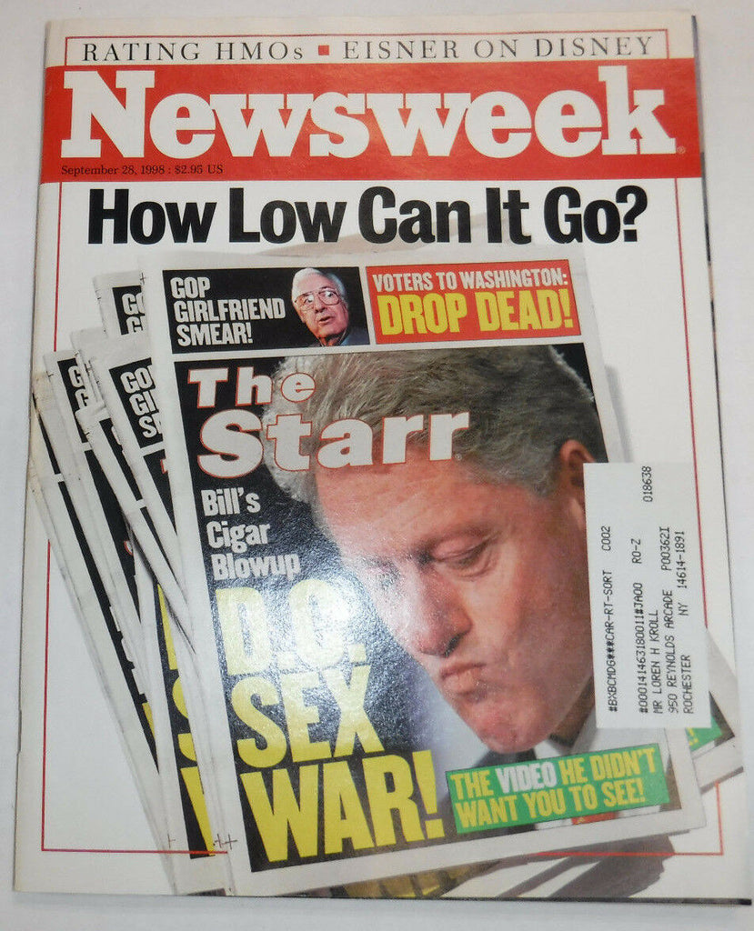 Newsweek Magazine Bill Clinton Eisner On Disney September 28, 1998 101816R