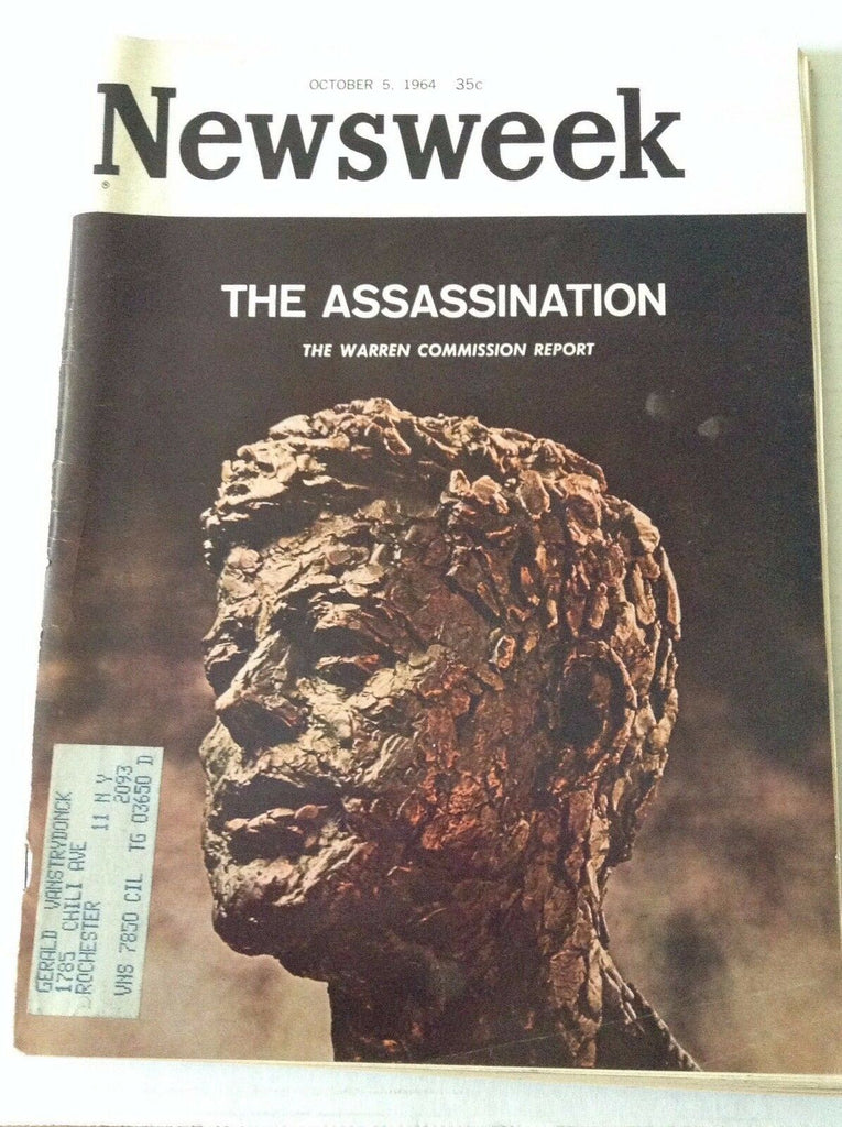 Newsweek Magazine John F. Kennedy The Assassination October 5, 1964 101216R2