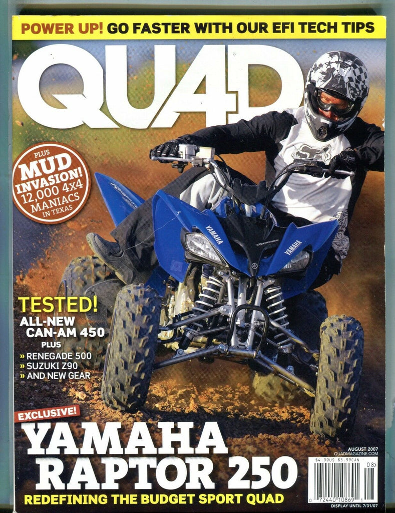 Quad Magazine August 2007 Yamaha Raptor 250 EX No ML 032217nonjhe