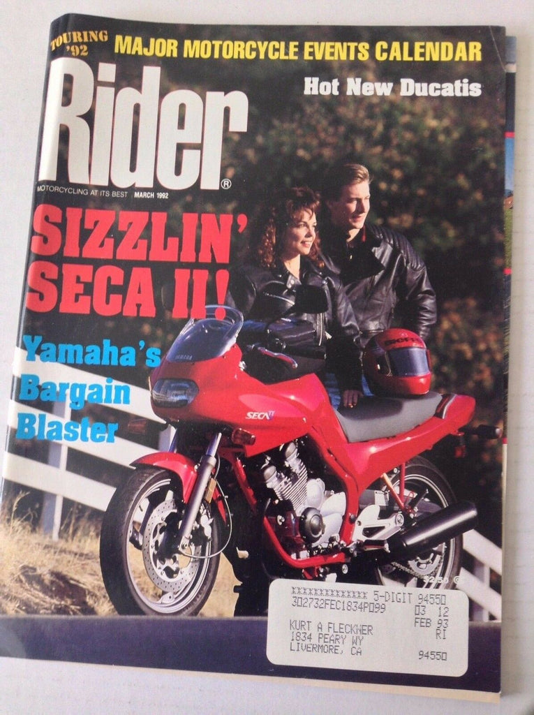 Rider Magazine Seca II Yamaha's Bargain Blaster March 1992 051117nonrh