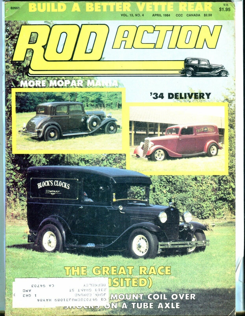 Rod Action Magazine April 1984 Mopar Mania VG w/ML 030617nonjhe