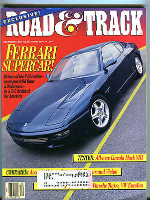 Road & Track Magazine December 1992 Ferrari Supercar! EX 071916jhe