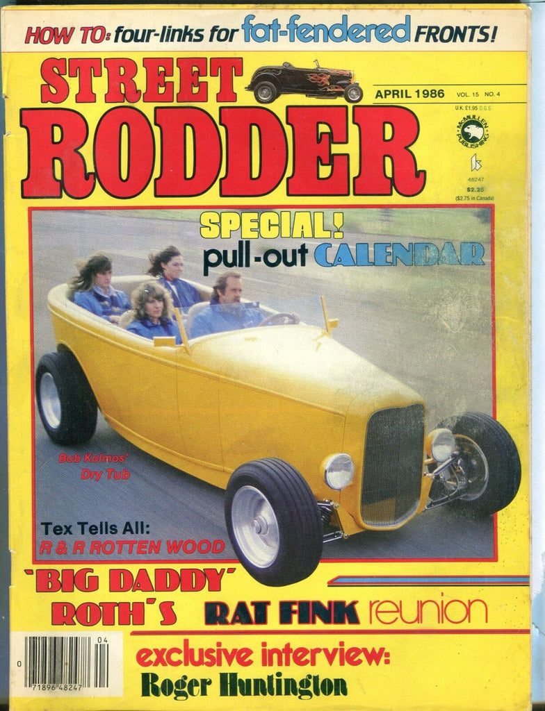Street Rodder Magazine April 1986 Bob Kolmos Dry Tub EX No ML 031417nonjhe
