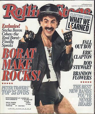 Rolling Stone November 30 2006 Sacha Baron Cohen, Fall Out Boy w/ML VG 082916DBE