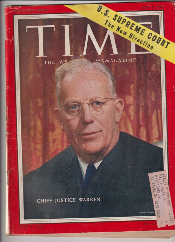 Time Mag Earl Warren Chief Justice July 1, 1957 111719nonr