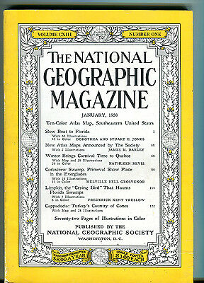 National Geographic Magazine January 1958 No Map VG 071216jhe