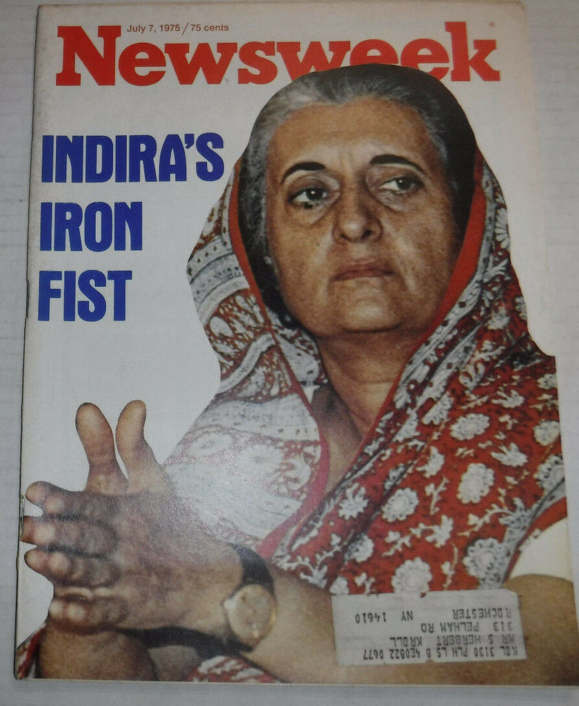 Newsweek Magazine Indira's Iron Fist July 7, 1975 100316R