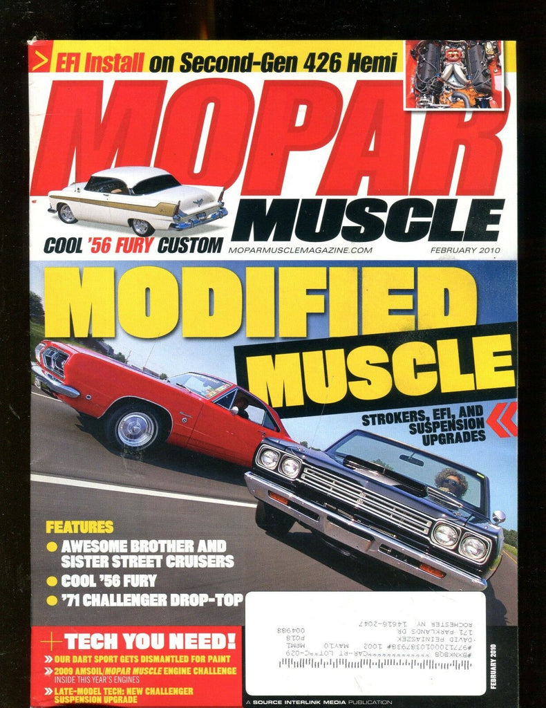 Mopar Muscle Magazine February 2010 '56 Fury Custom EX w/ML 011617jhe