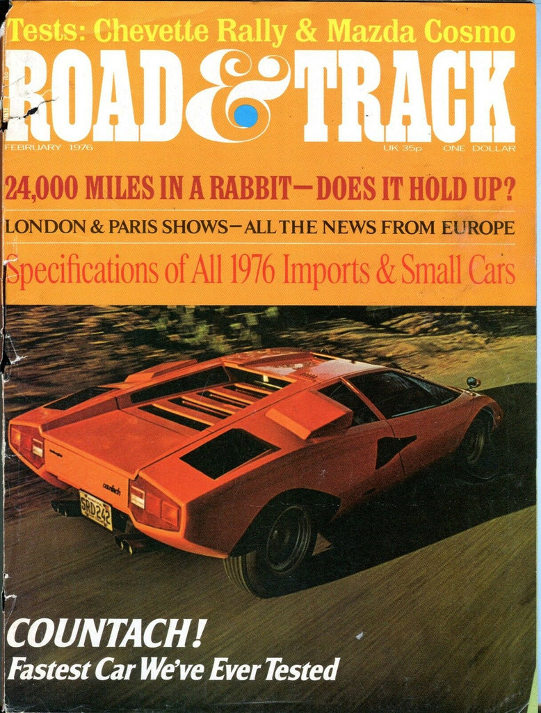 Road & Track Magazine February 1976 Countach! GD No ML 091916jhe