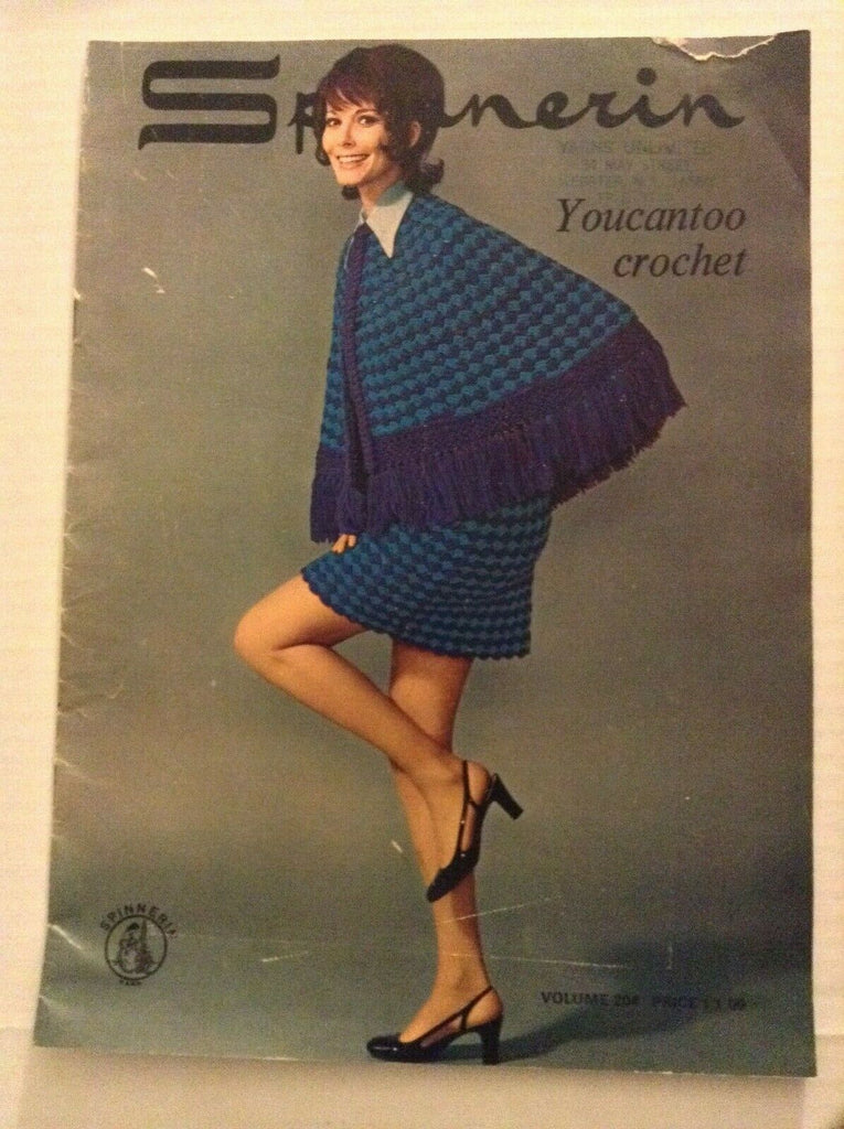 Spinnerin Magazine Fashion & Timely Tips Crochet 1970s Vol.204 092319nonrh