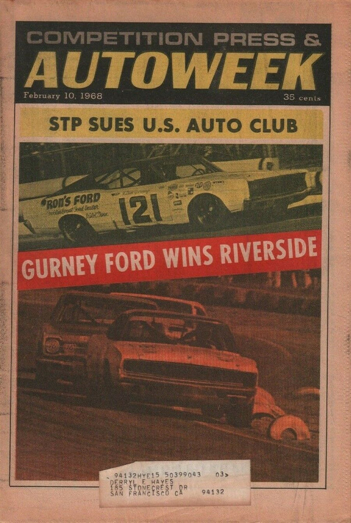 Autoweek February 10 1968 Gurney Ford Ray Harroun Richard Petty w/ML 032619DBE