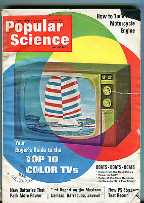 Popular Science Magazine February 1968 Top 10 Color TVs VG 032416jhe