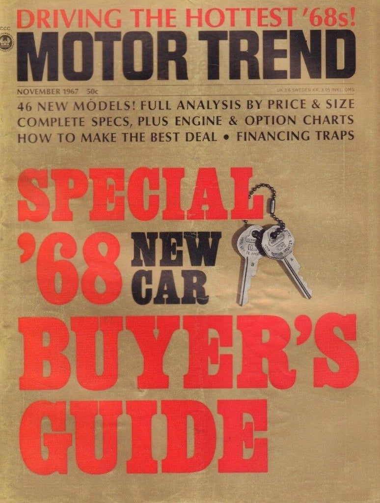 Motor Trend November 1967 68 Special New Car Buyers Guide w/ML 122218DBE