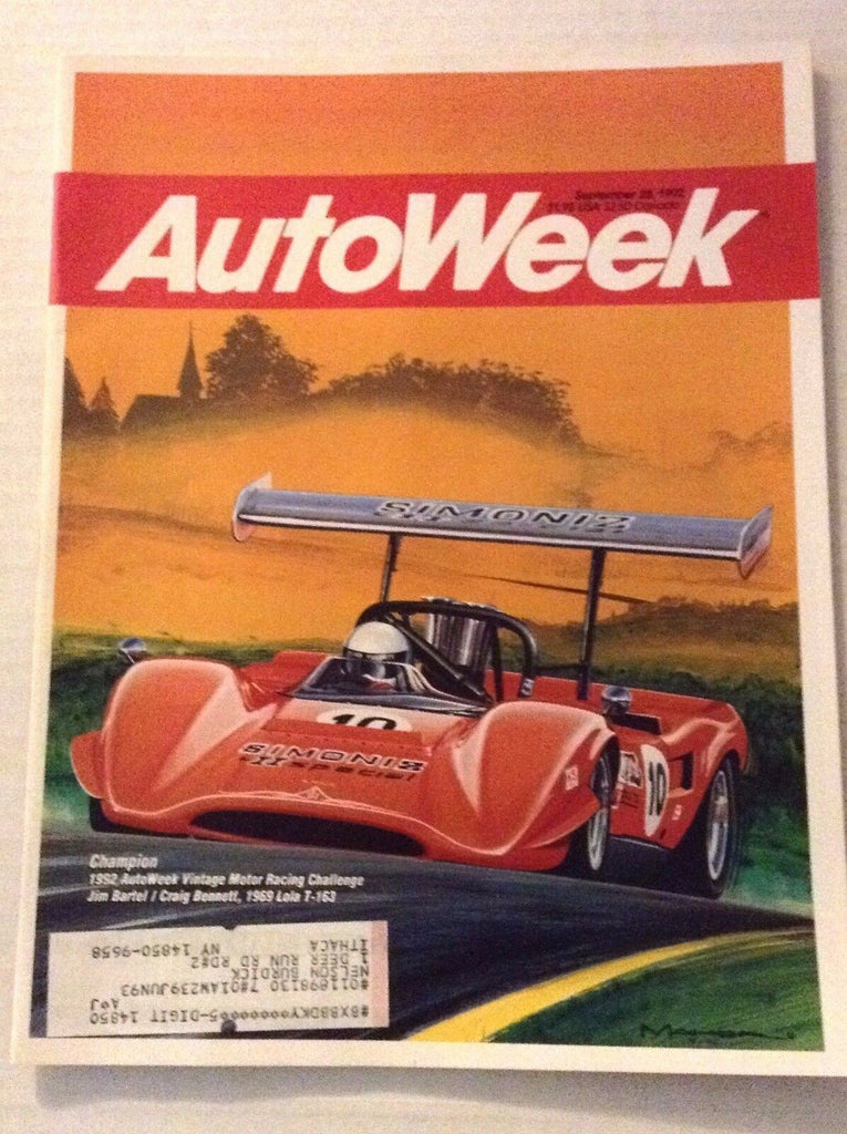 Autoweek Magazine Magazine Jim Bartel Craig Bennett September 28, 1992 011717RH