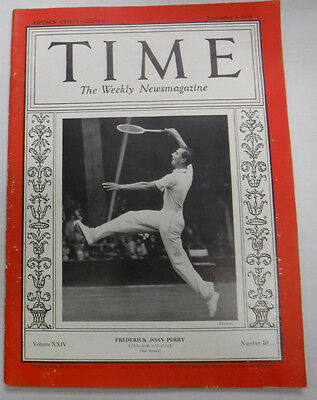 Time Magazine Frederick John Perry September 1934 NO ML 082015R