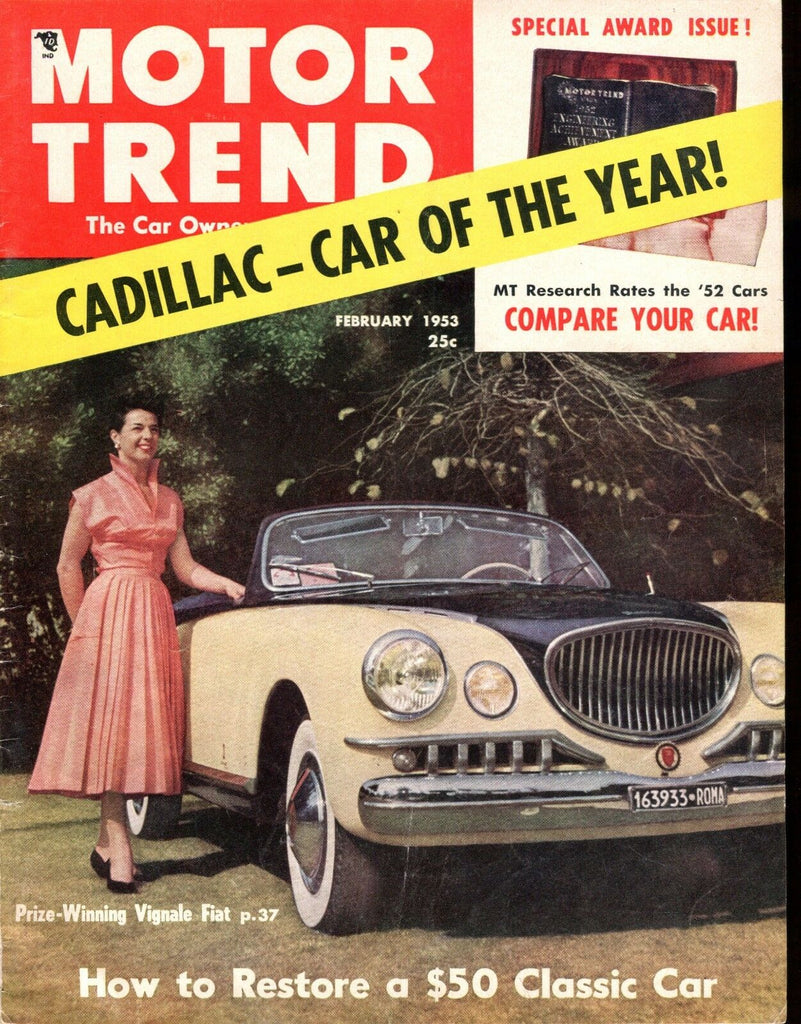 Motor Trend Magazine February 1953 Cadillac Vignale Fiat VG No ML 030117nonjhe