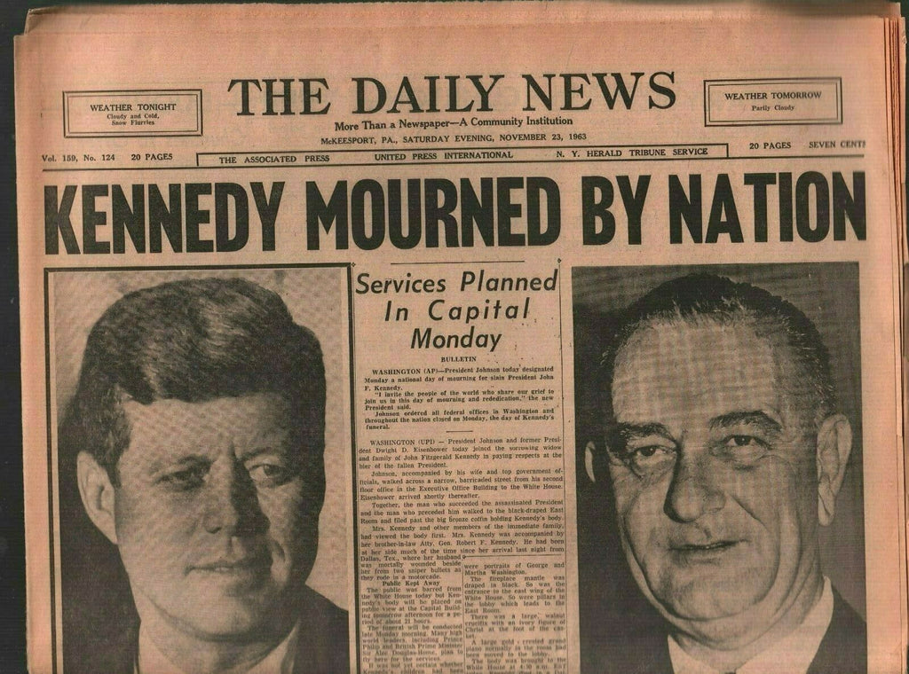The Daily News November 23 1963 John F Kennedy Assassination JFK 020320AME