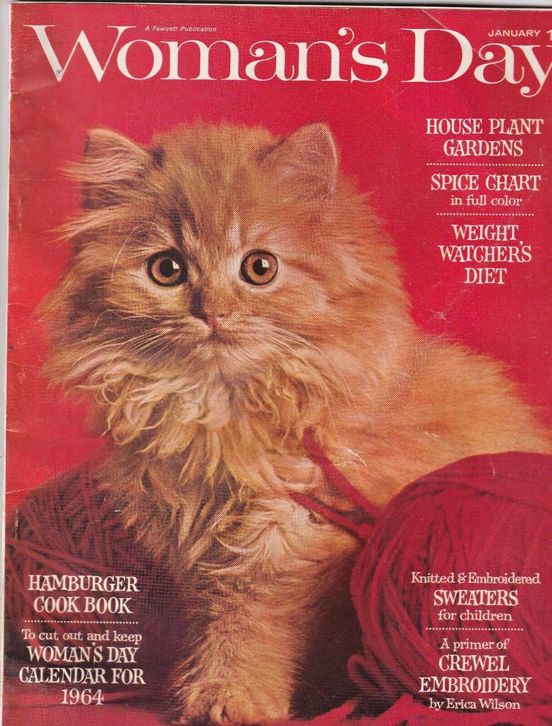 Woman's Day Mag Hamburger Cook Book & Cat Portraits January 1964 093019nonr