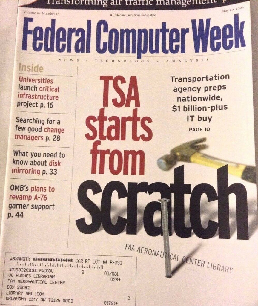 Federal Computer Weekly Magazine TSA Parts From Scratch May 2 2002 080117nonrh
