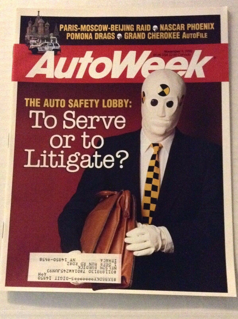 Autoweek Magazine Magazine Auto Safety Lobby November 9, 1992 011717RH