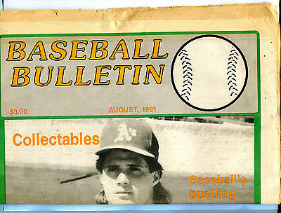 Baseball Bulletin Newspaper August 1991 Jose Canseco EX 081116jhe
