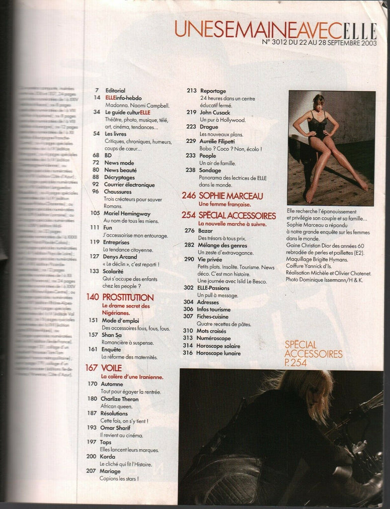 Elle French Fashion Magazine September 22 2003 Madonna Sophie