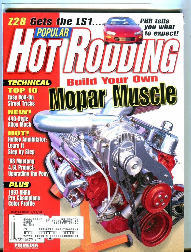 Popular Hot Rodding Magazine March 1998 Mopar Muscle EX w/ML 050617nonjhe