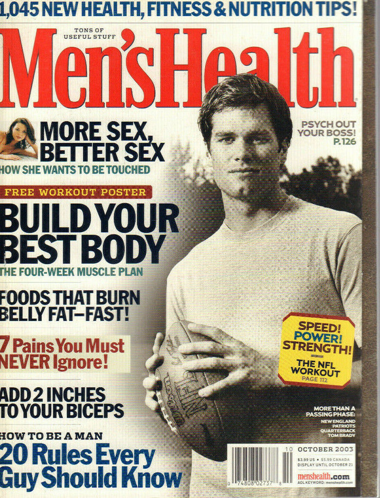 Men's Health October 2003 Tom Brady Joe kita Ted Spiker 032420DBE