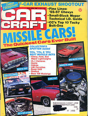 Car Craft Magazine April 1989 Missle Cars! VGEX 032816jhe