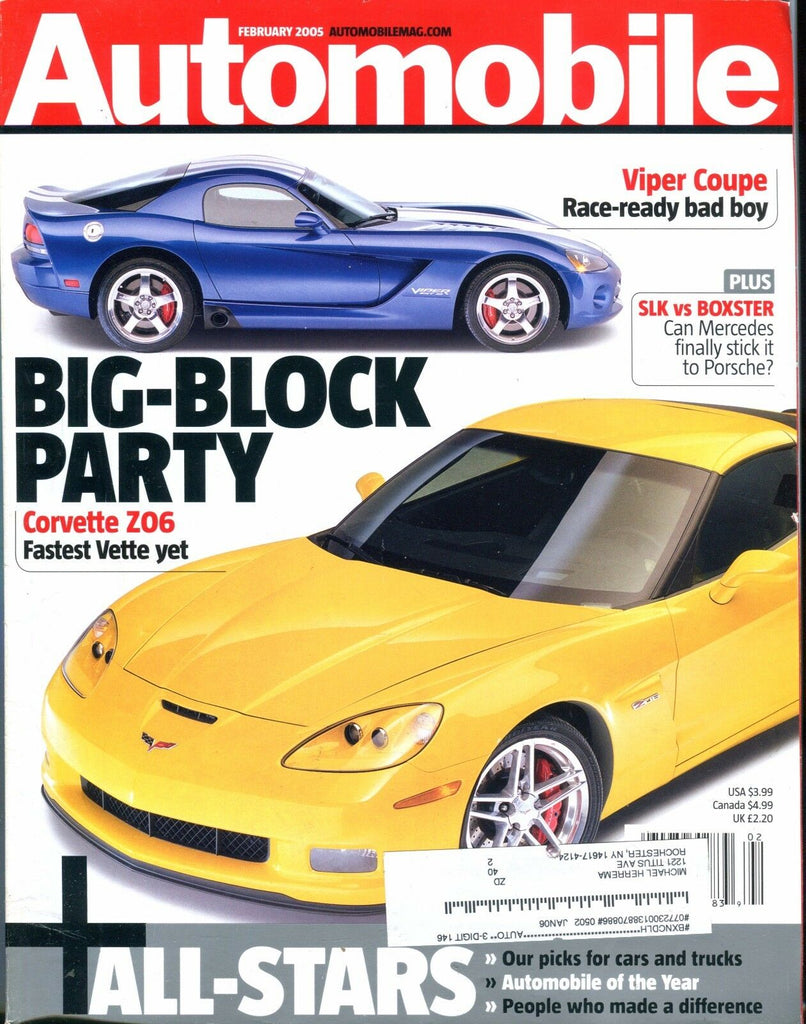 Automobile Magazine February 2005 Corvette Z06 EX w/ML 022817nonjhe